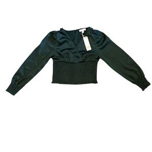 NWT GB Girls forest dark green Long Sleeve Blouse
